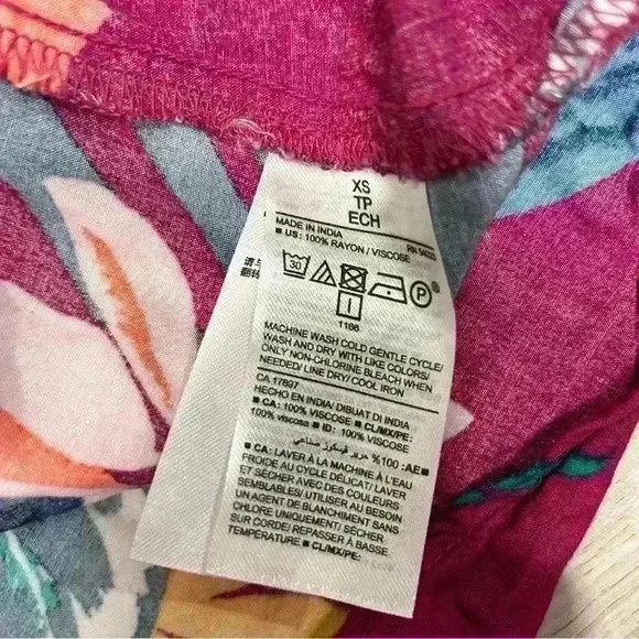 Old Navy Sleeveless Tie-Neck Mini Shift Dress Hawaiian Floral Viscose Size XS - Picture 4 of 6